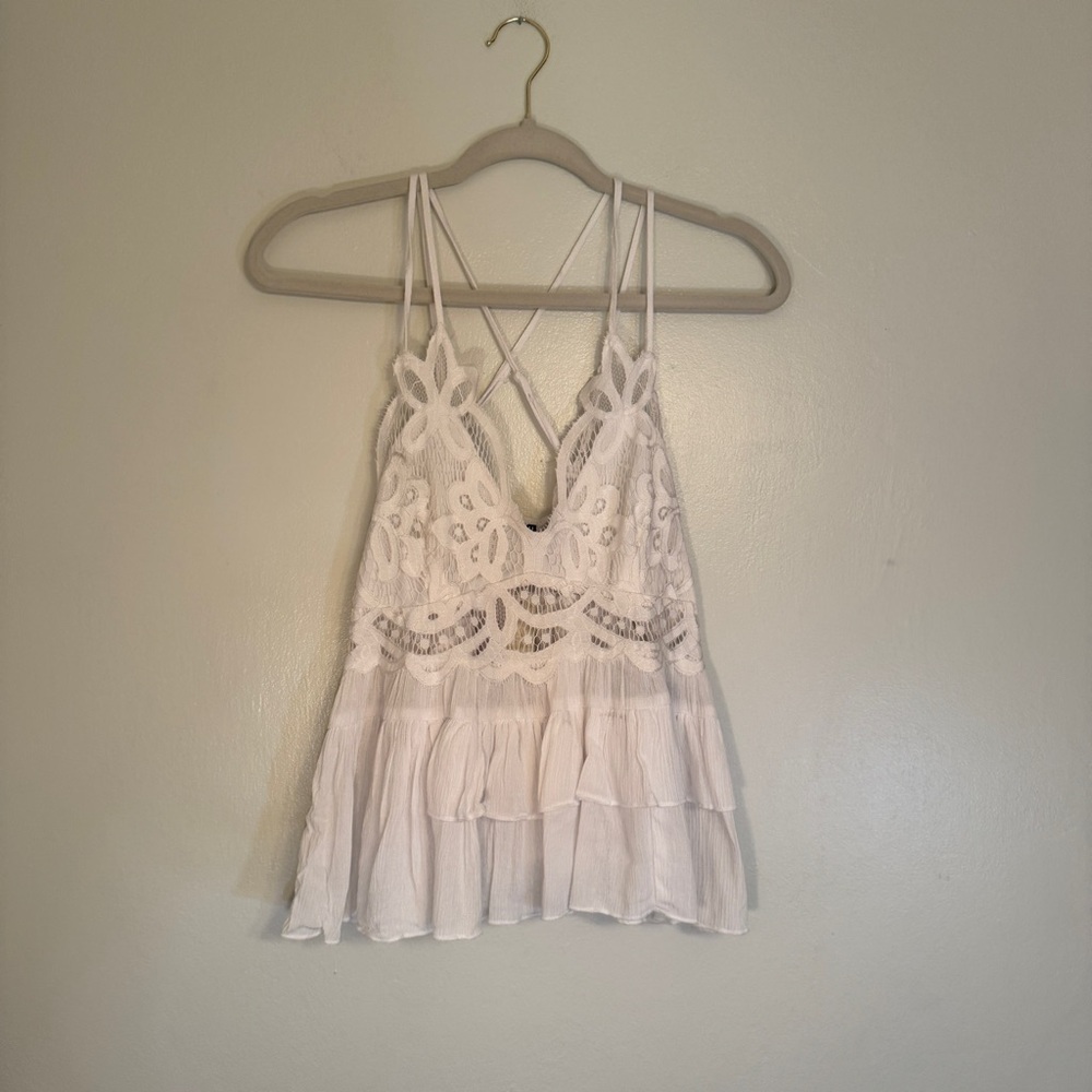 NWT Trixxi White Lace Overlay Top Baby Doll Size XL